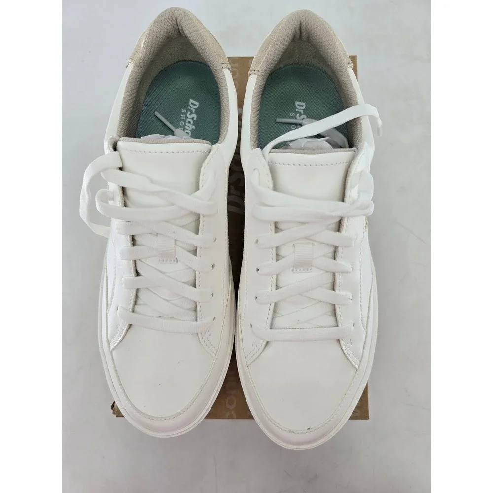 Dr. Scholls Madison Lace Sneaker Womens 9.5 White Gold Platform - Excellent